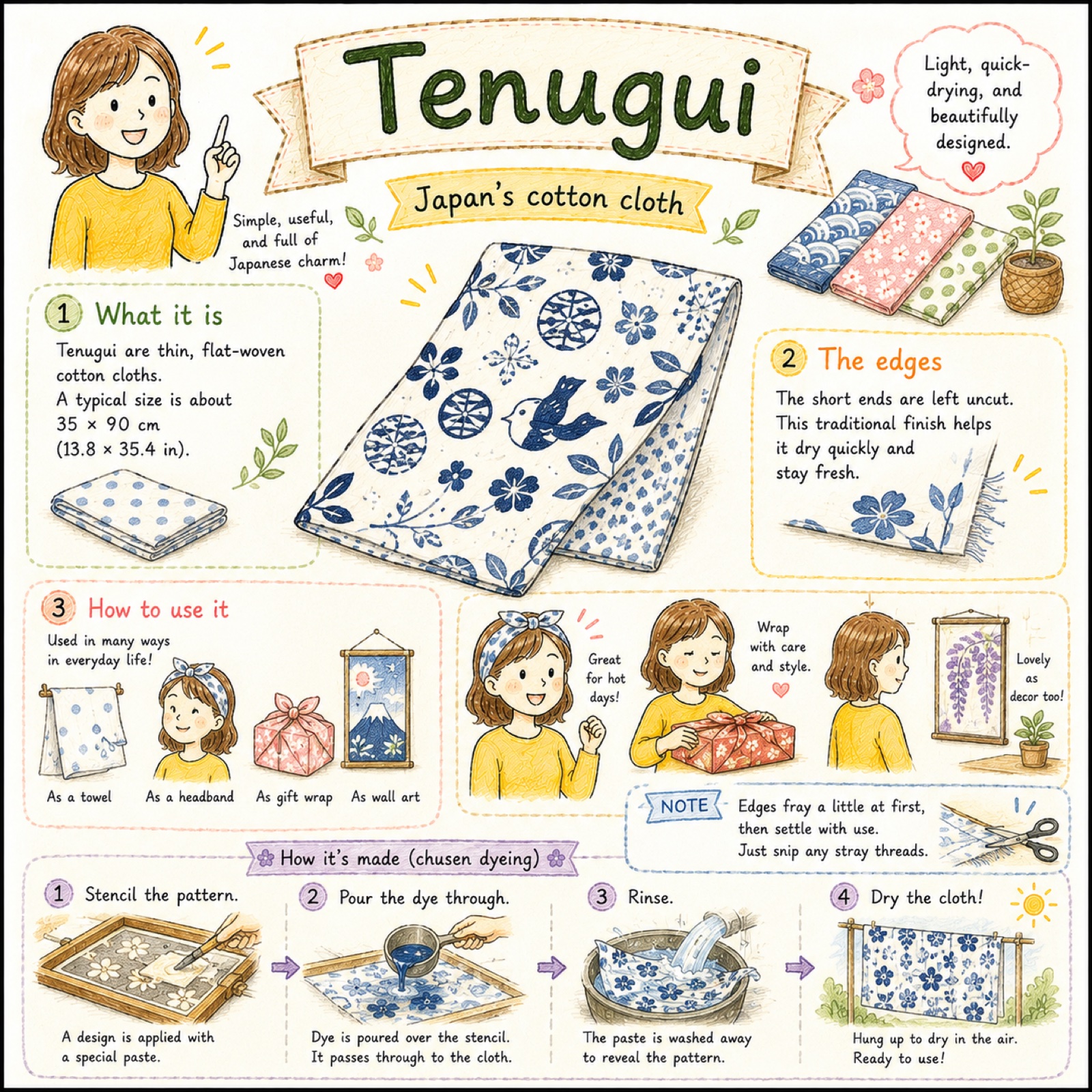 Tenugui: What Japan's Cotton Cloth Is, How It's Made, and the Many Ways to Use It