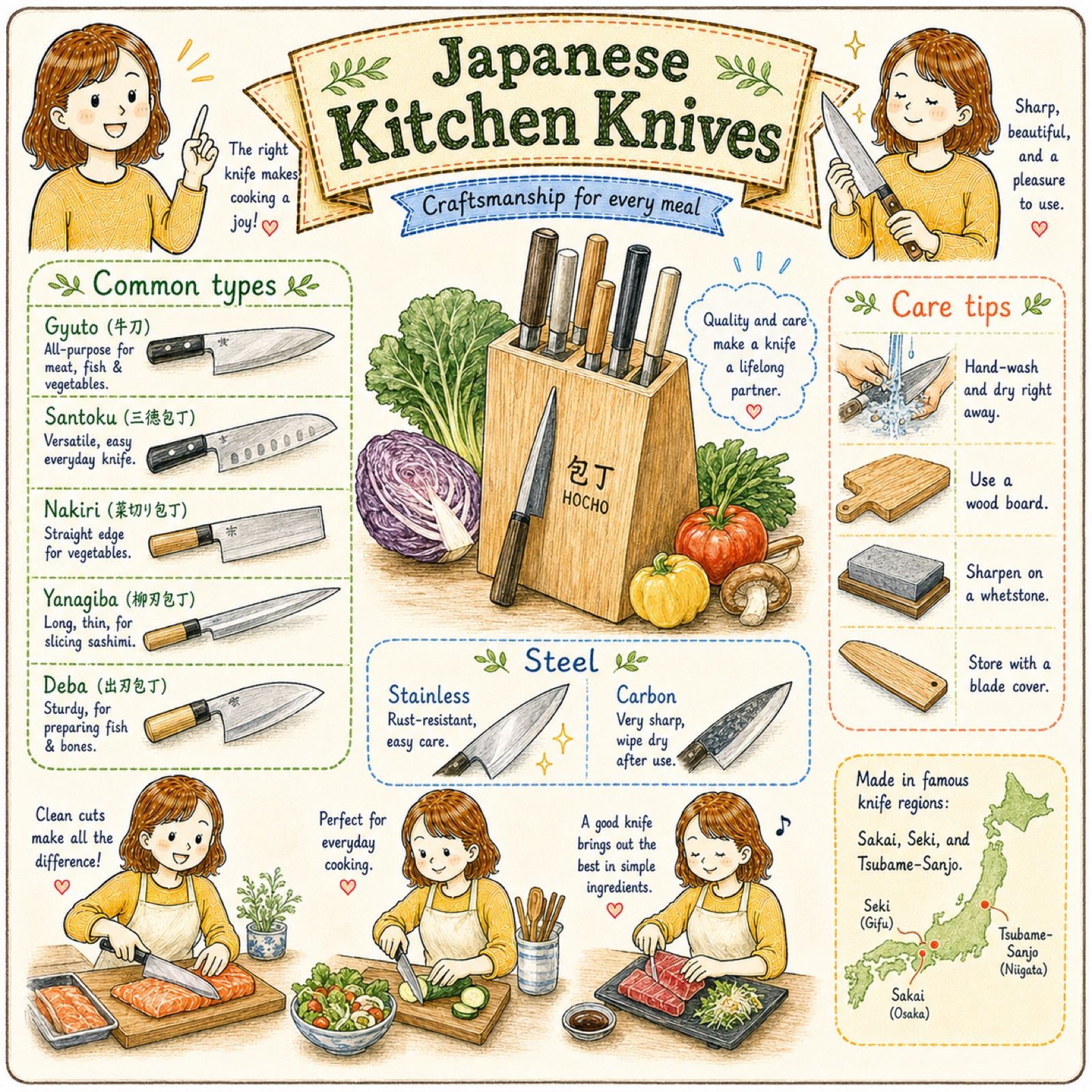 Japanese Kitchen Knives: Types, How to Care for Them, and How to Choose One